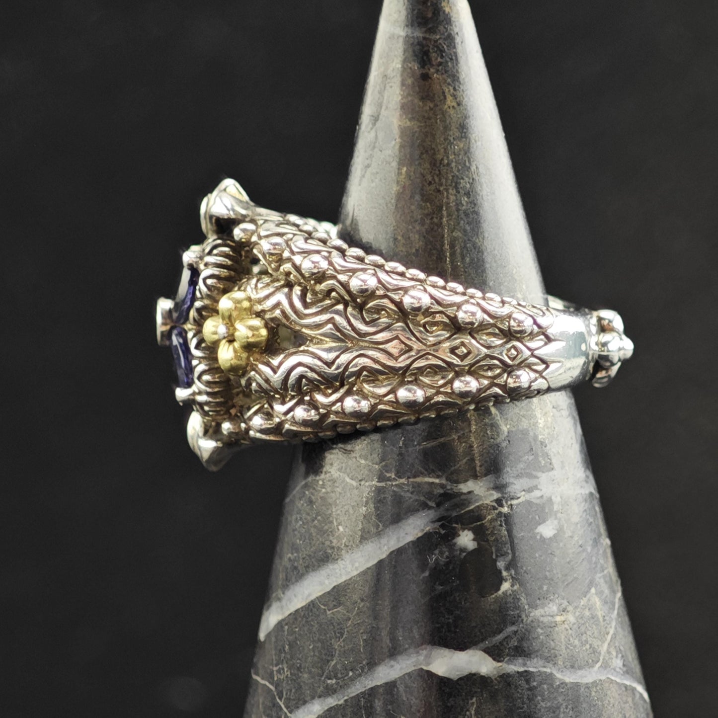 Bixby Tanzanite 18K Gold Accent Sterling Silver Ring Sz 6 R6548