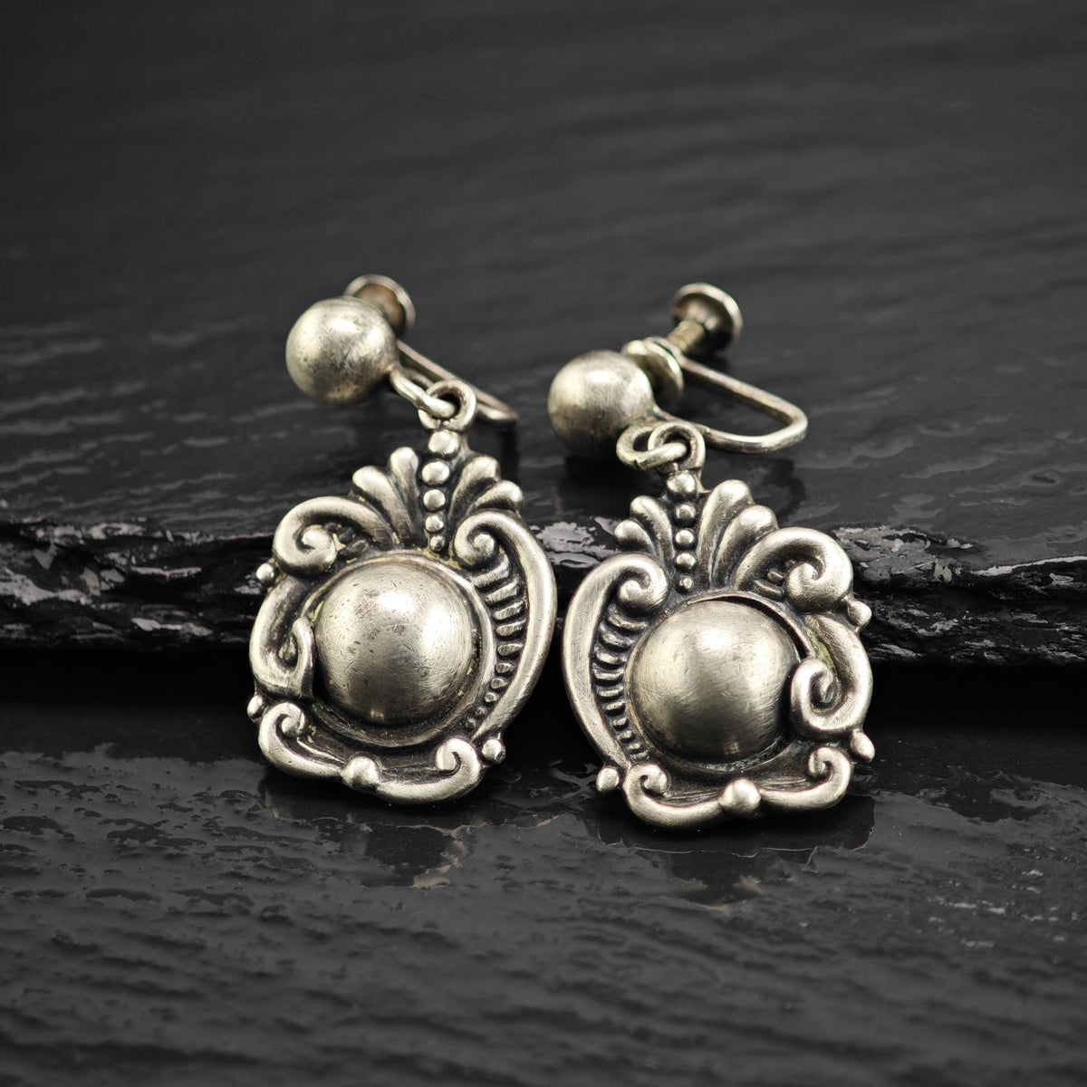 Vintage Margot De Taxco 5270 Screw Back Sterling Silver Earrings ER3240Gra