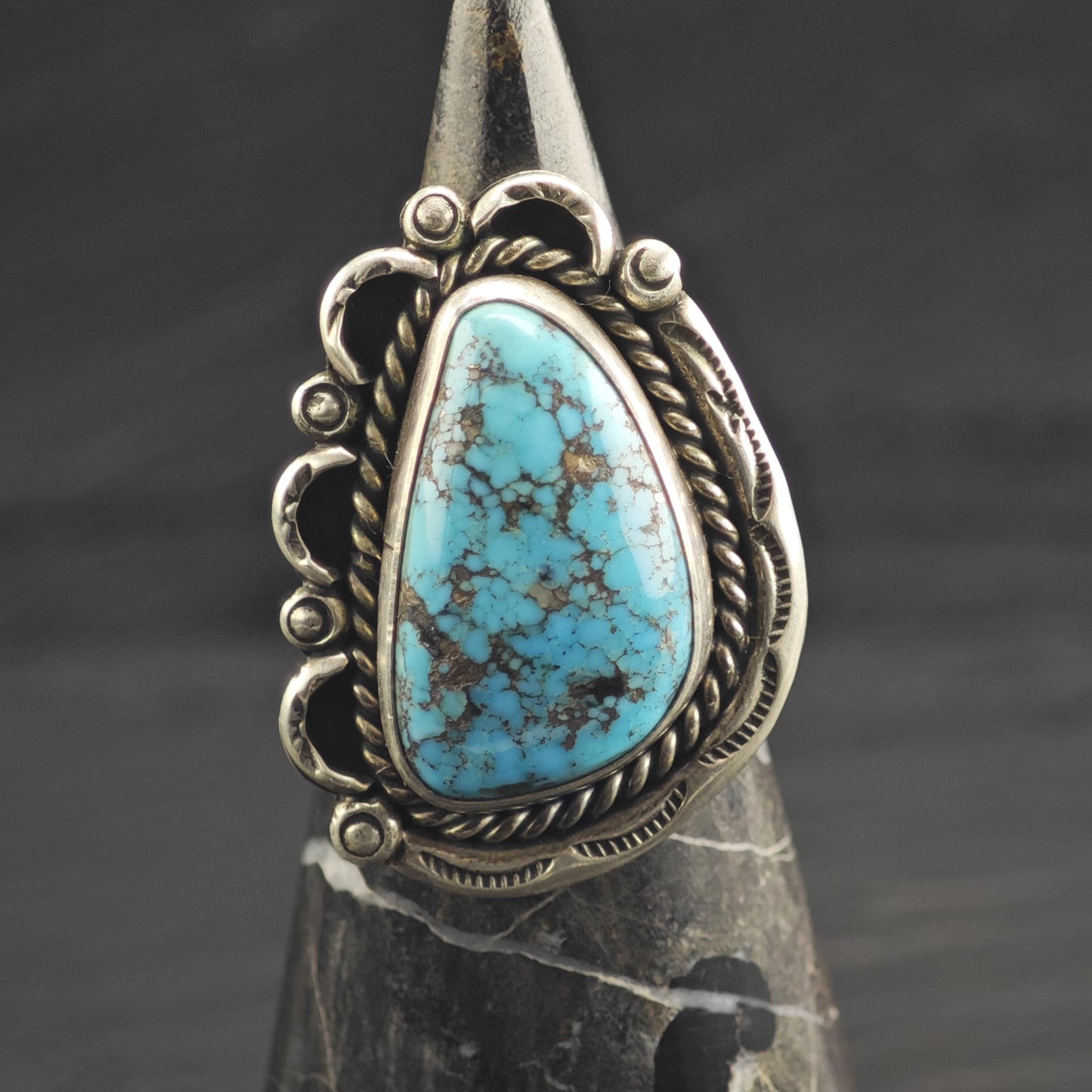 Kingman Turquoise Sterling Silver Ring Sz 8 R6673