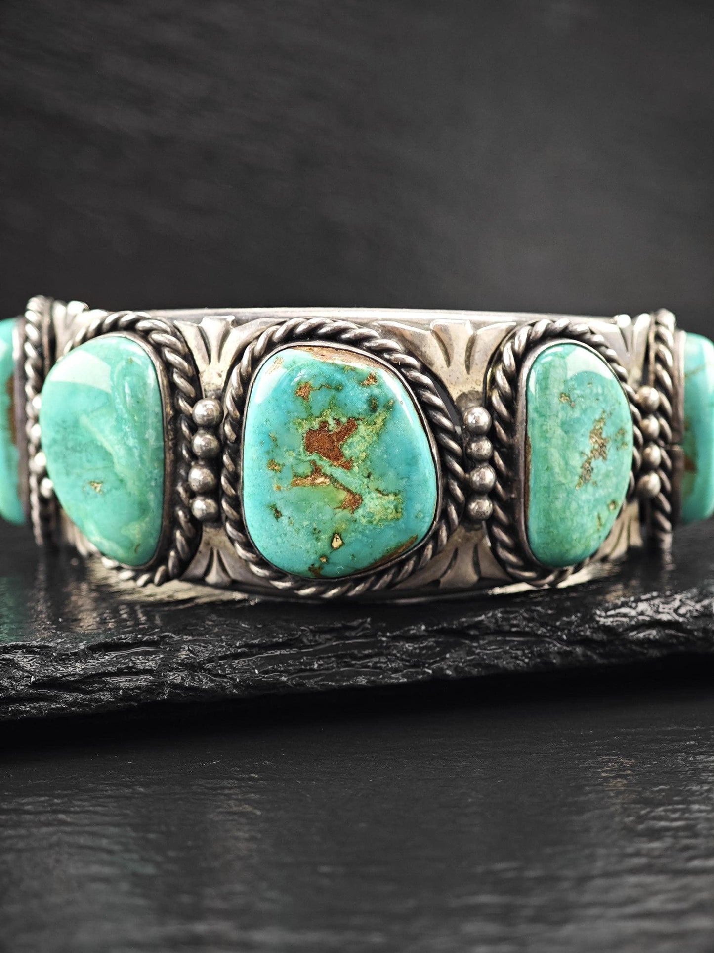 Heavy Native American, Royston Cuff Bracelet Sterling Silver