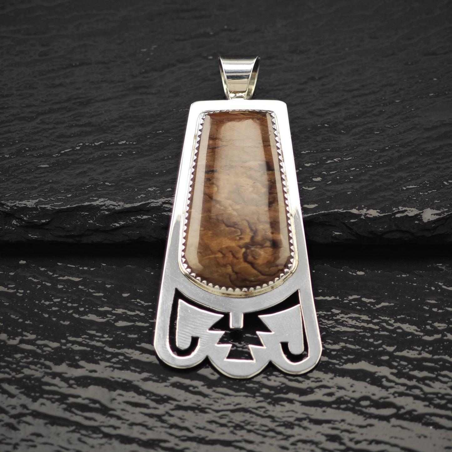 Brown Gem Pendant Sterling Silver by Joe Chavez P2822