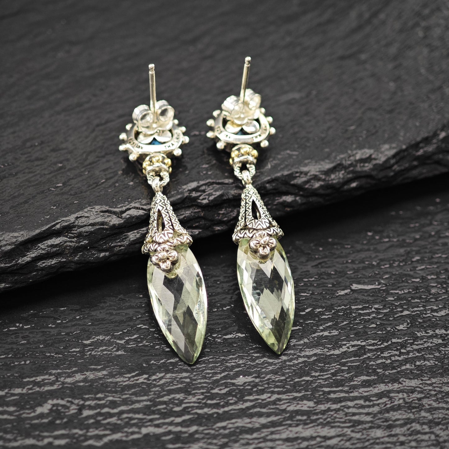 Barbara Bixby Topaz, Quartz 18K Gold Accent Sterling Silver Stud/Dangle Earrings