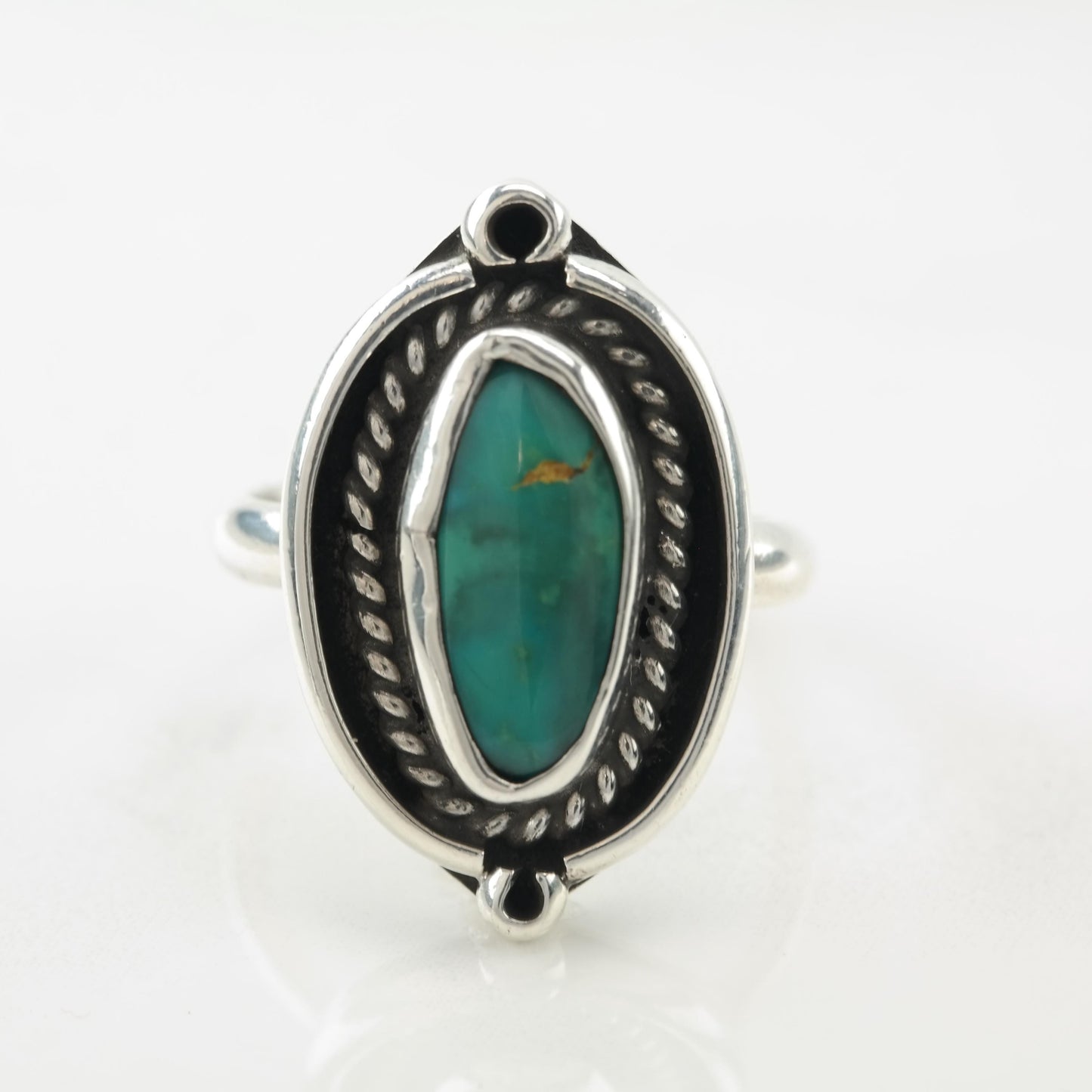 Vintage Native American Silver Ring Turquoise Sterling Green Size 7