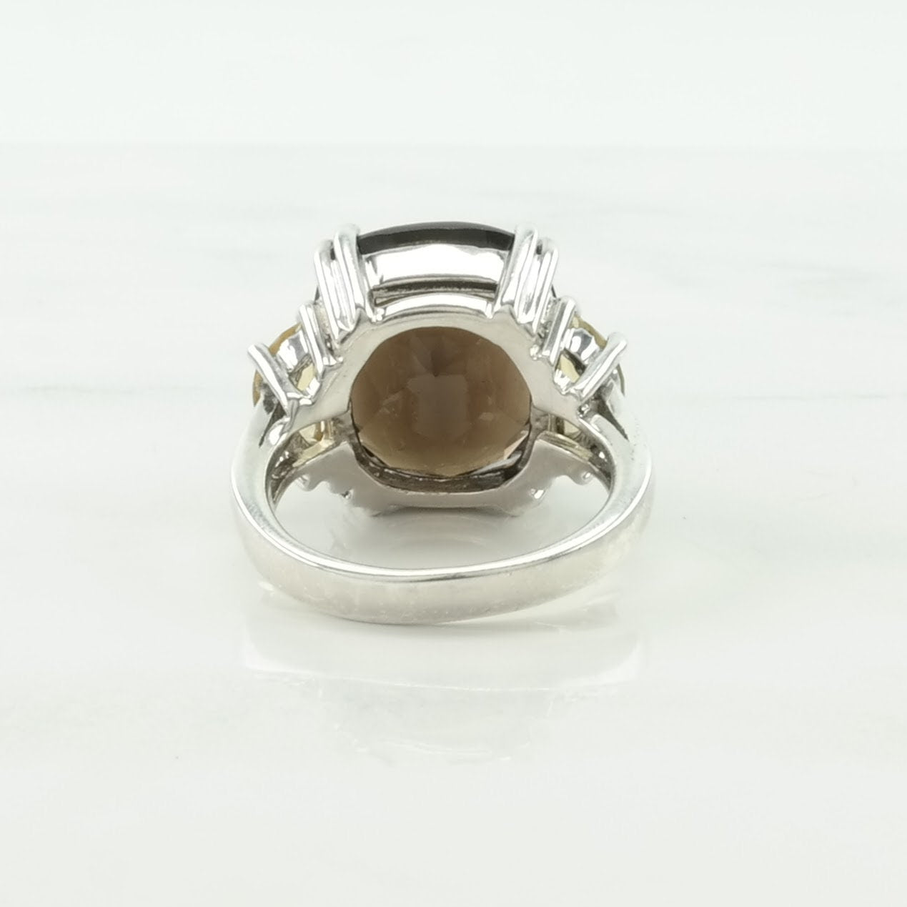 Sterling Silver Ring Smokey Quartz Citrine Size 7