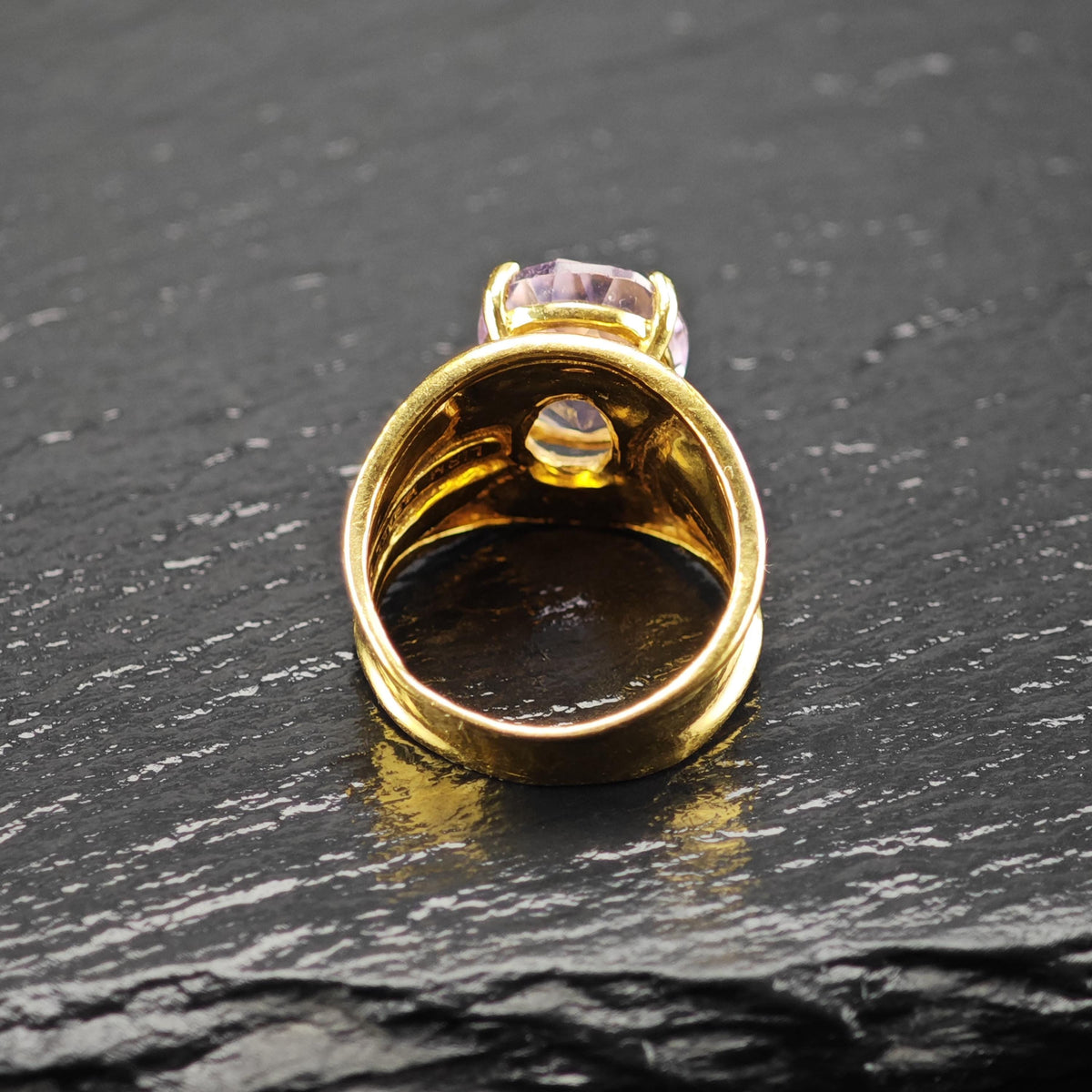 Light Pink Amethyst Gold-Plated Sterling Silver Ring Sz 6 R6821