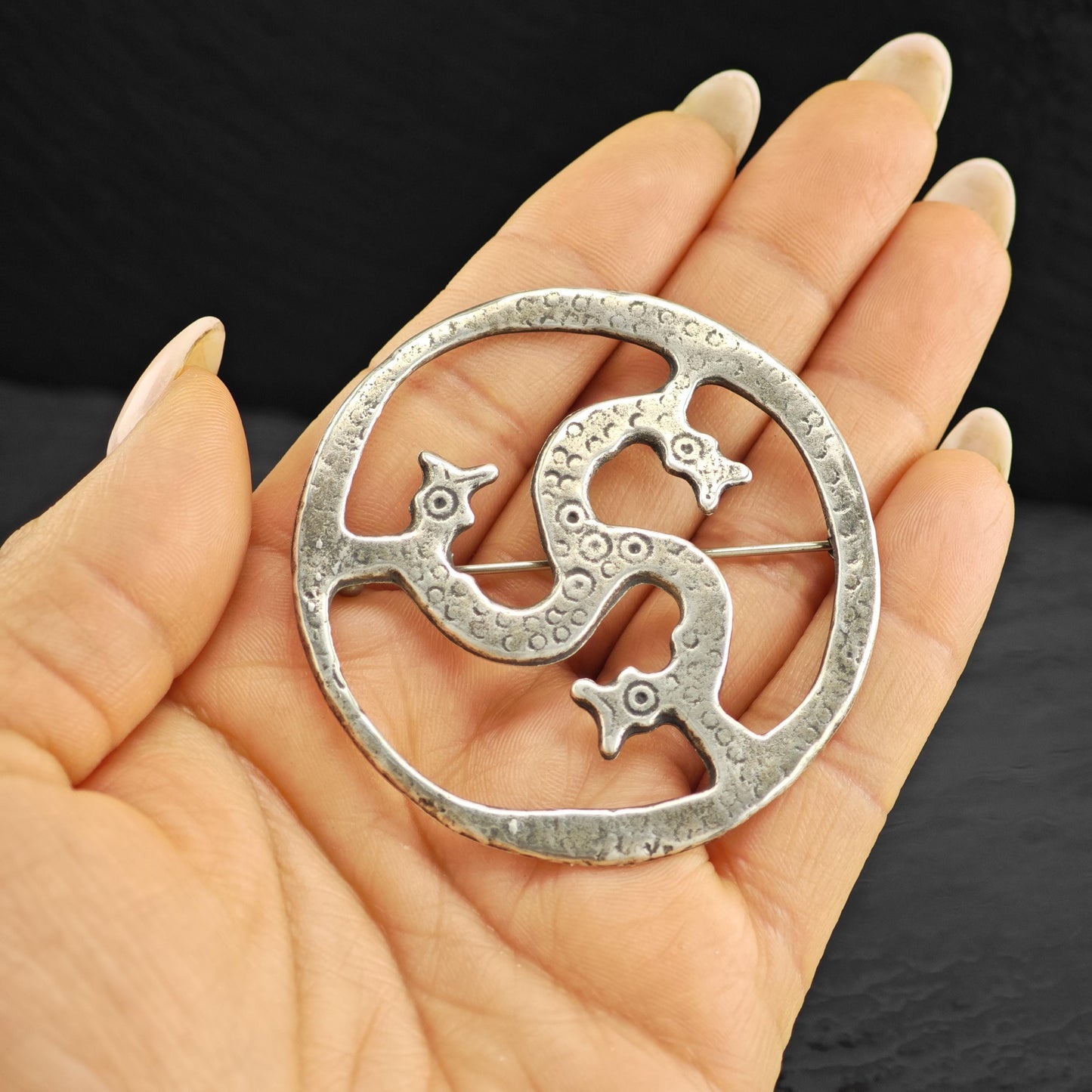 Sea Serpent Brooch Sterling Silver