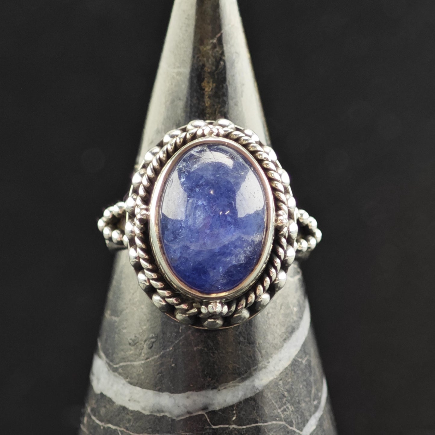 Samuel B Tanzanite Cabochon Ring Sterling Silver Sz 8 R6578
