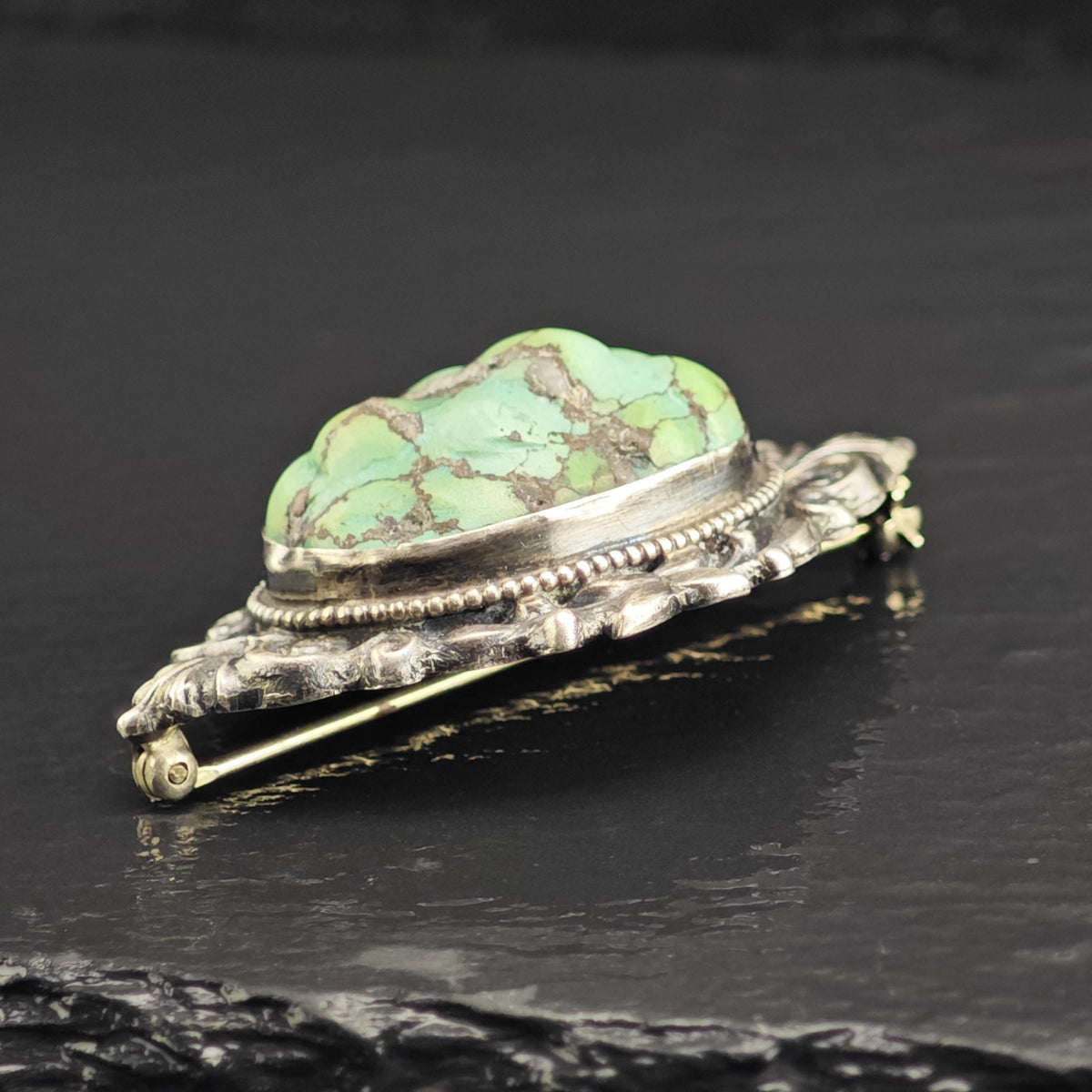 Rough Turquoise Sterling Silver Brooch B2246