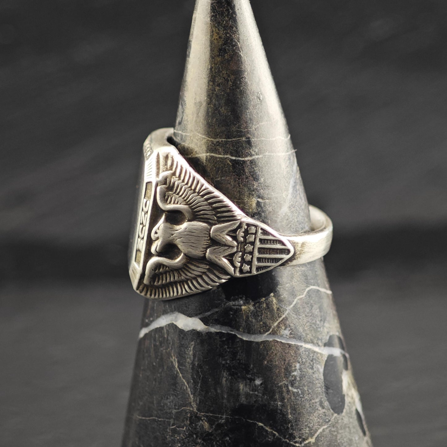 Art Deco Eagle Signet Eploribus Unum Sterling Silver Ring Sz 10 3/4 R6720