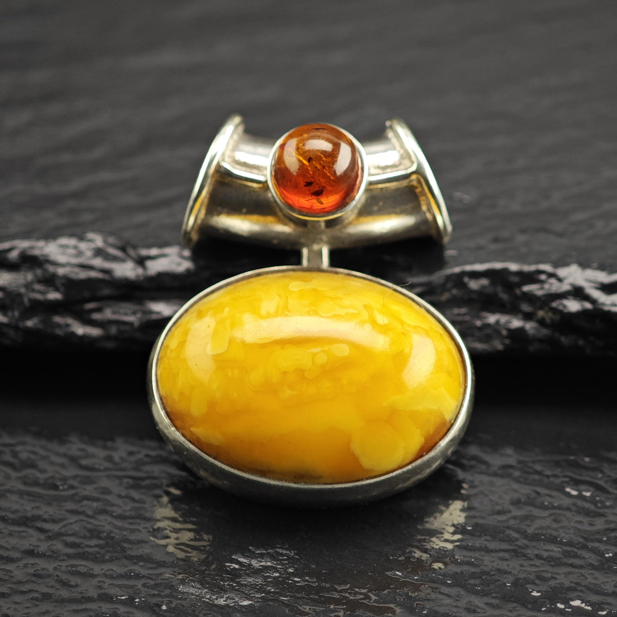 Butterscotch Amber Tube Bail Sterling Silver Pendant P3130