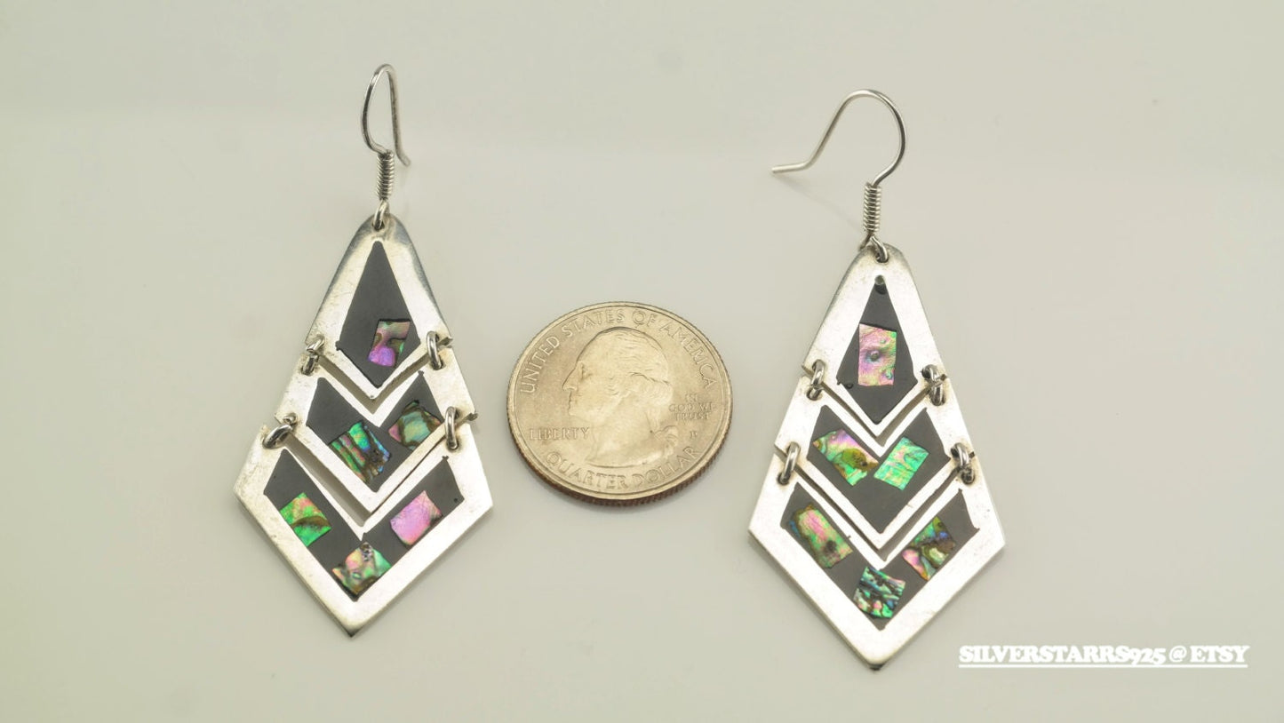 Sterling Silver Pyramid Abalone Shell Earrings