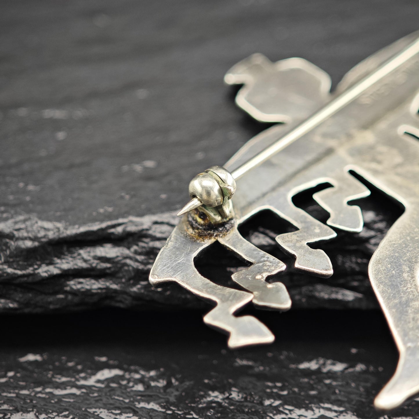 Vintage Native American Sterling Silver Knifewing Brooch Sandcast Design