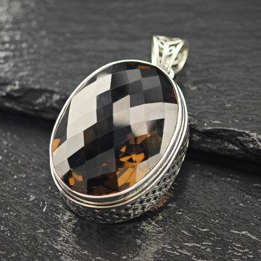 Oval Quartz Pendant - Sterling Silver  Style P2814