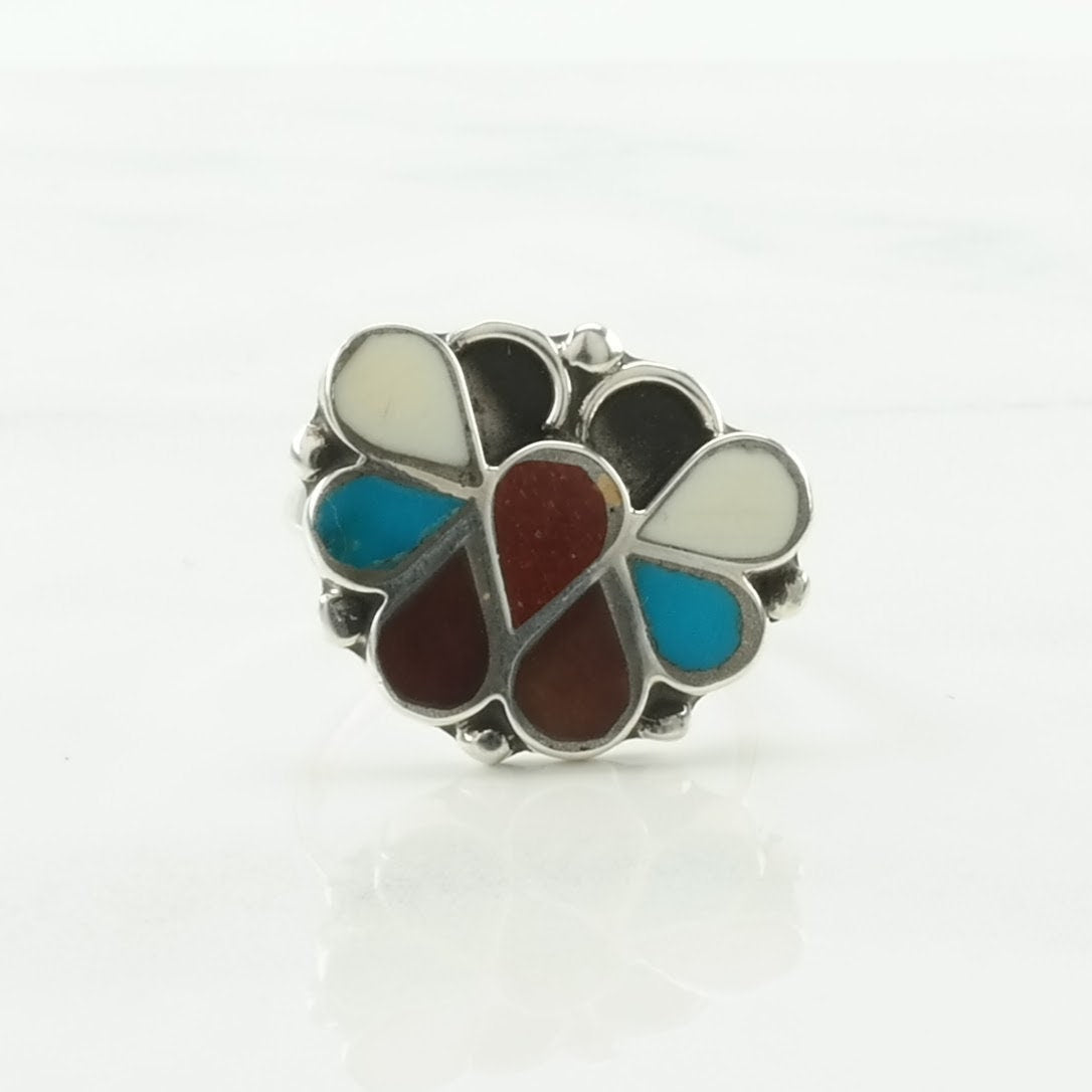 Southwest Silver Ring Inlay Butterfly Sterling Size 5 3/4