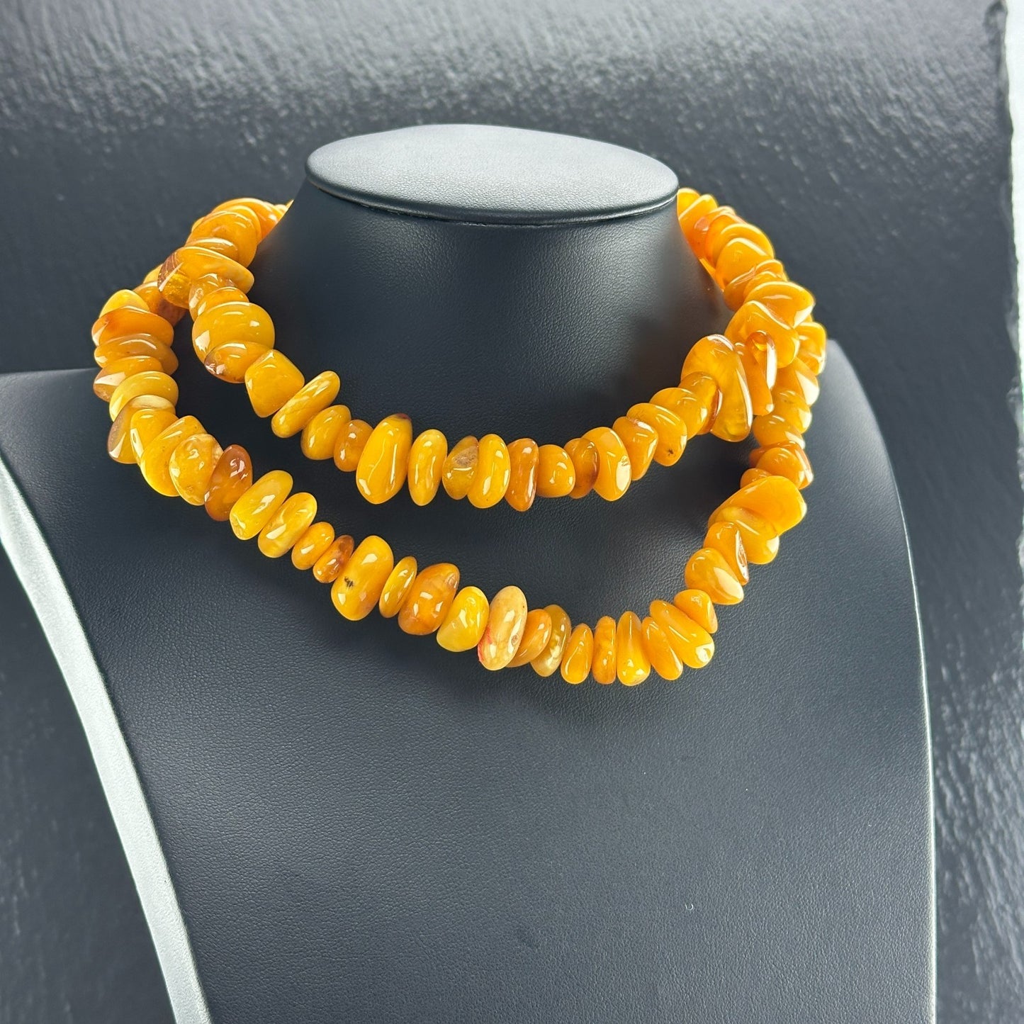 92gm Natural Baltic Amber Bead Necklace Opaque