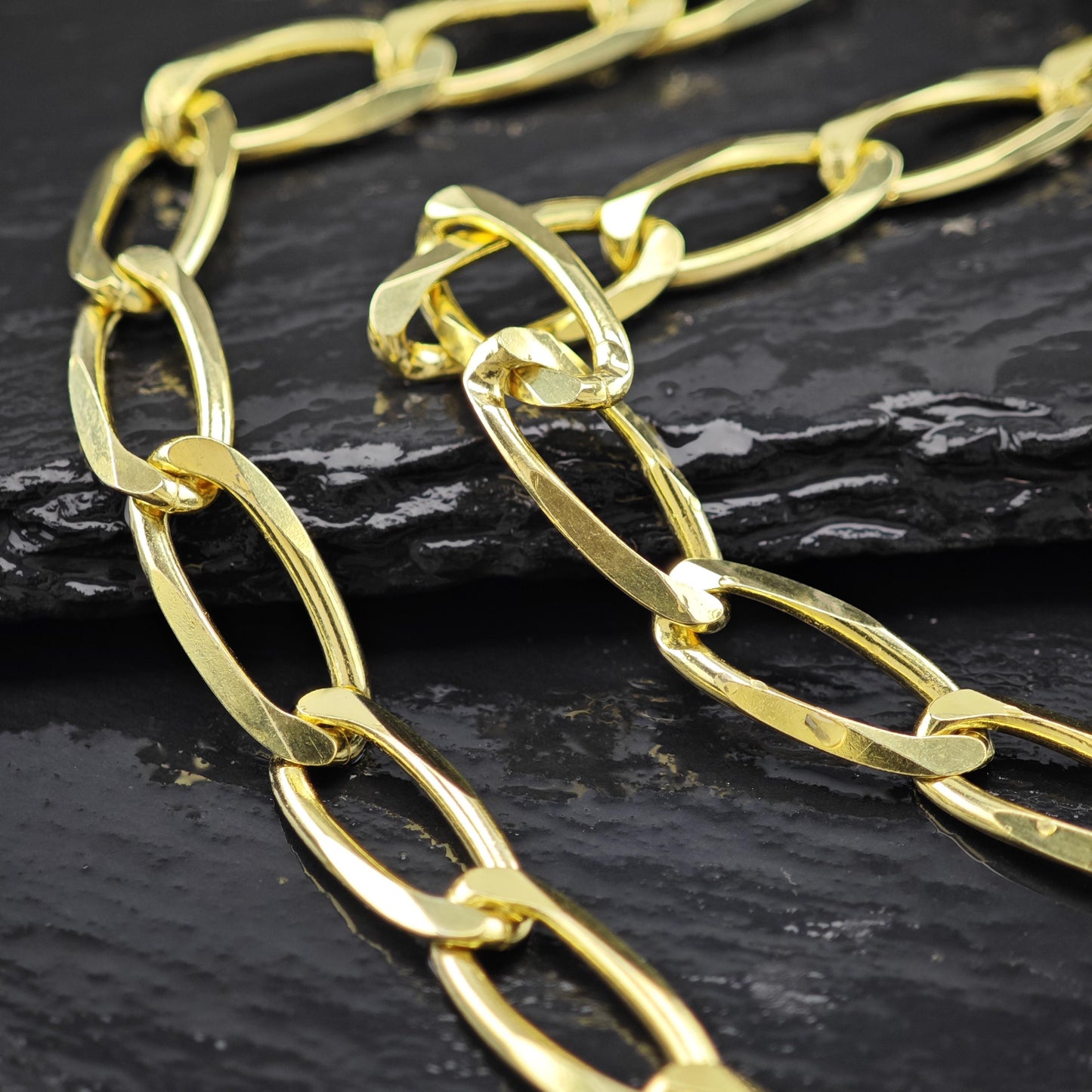 AS IS Sterling Silver Gold Modified Figaro 8mm Link Chain Necklace 24" N2646