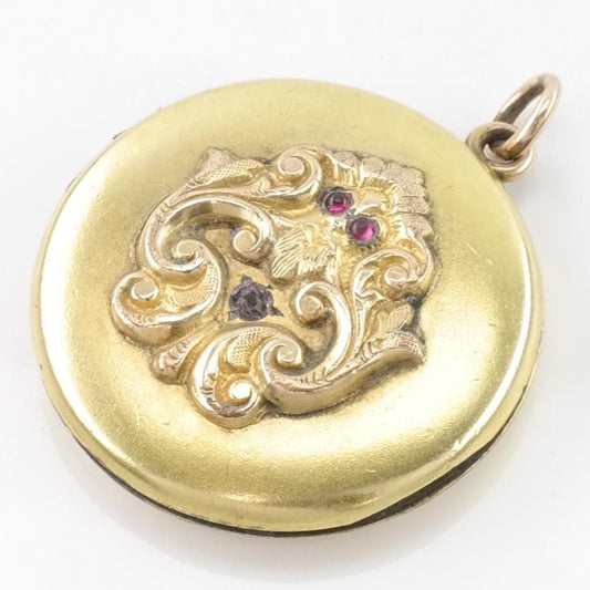 Vintage Art Nouveau Paste Locket Gold Fill Pendant