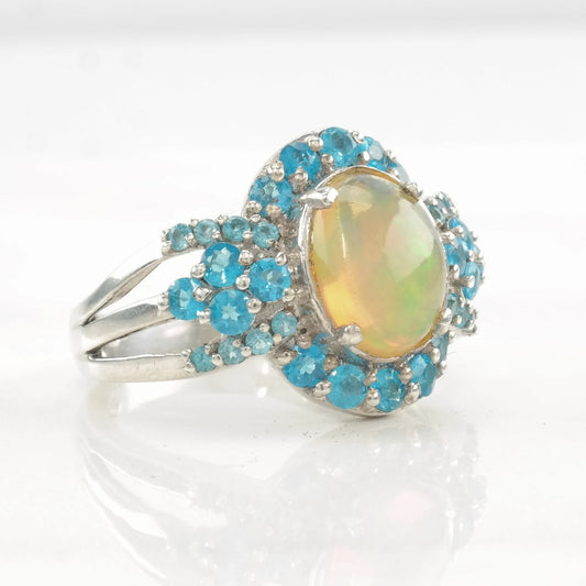 STS Silver Ring Opal, Apatite Sterling Size 9 1/4