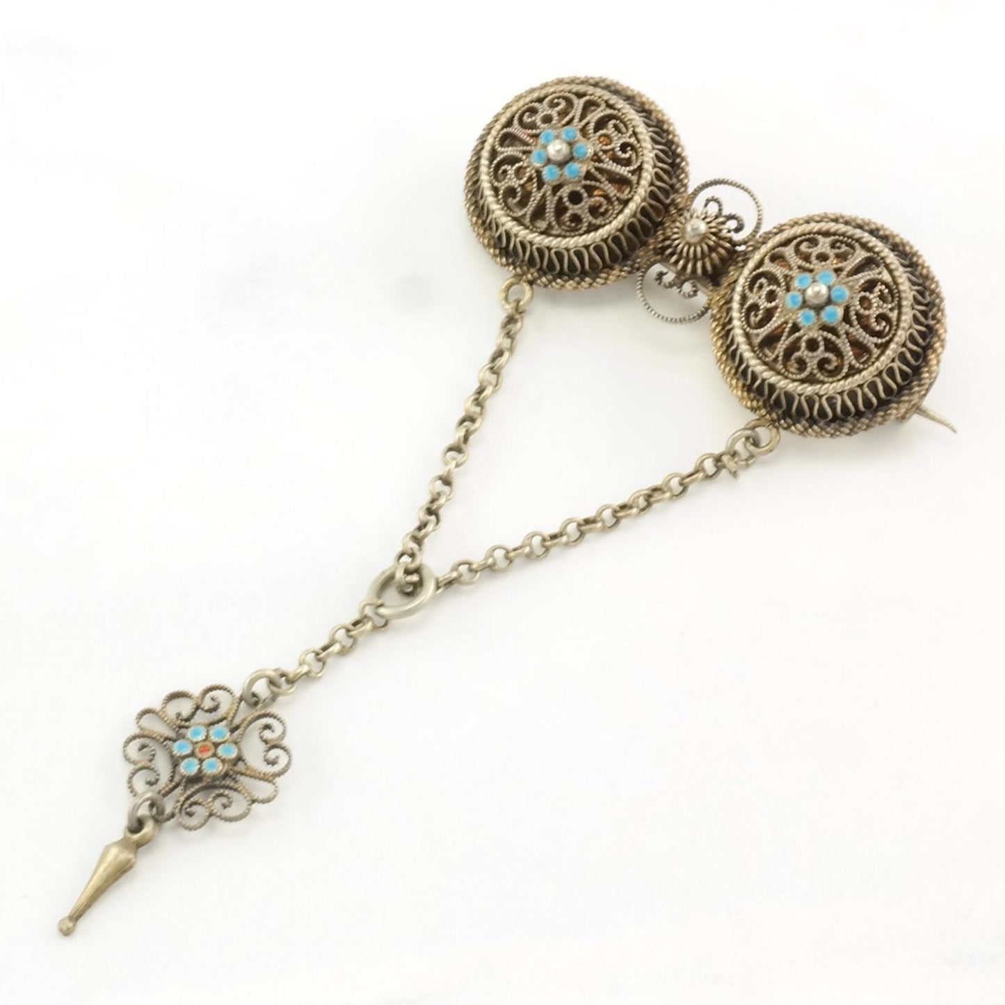 Etruscan Sterling Silver Brooch Patina'd Enamel