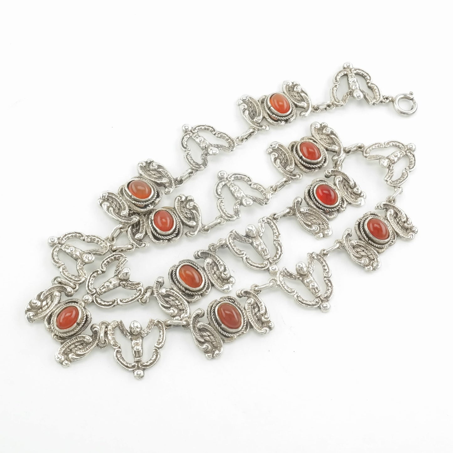 Peruzzi Sterling Silver Orange/Red Carnelian Angel Necklace