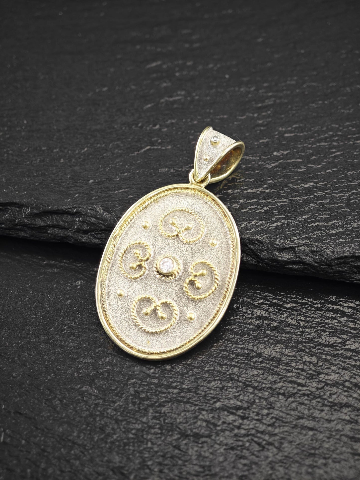 Oval, Gold Tone CZ Pendant Sterling Silver P2730