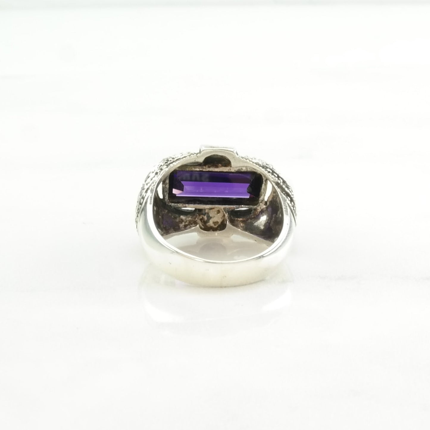 Vintage Sterling Silver Ring Purple Gemstone Art Deco Style Size 7