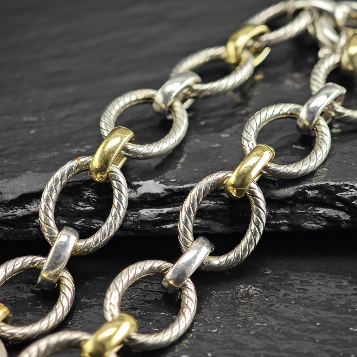 Vintage Phillip Gavriel 18K Gold Bracelet Sterling Silver Sz 6 1/2" BR3166
