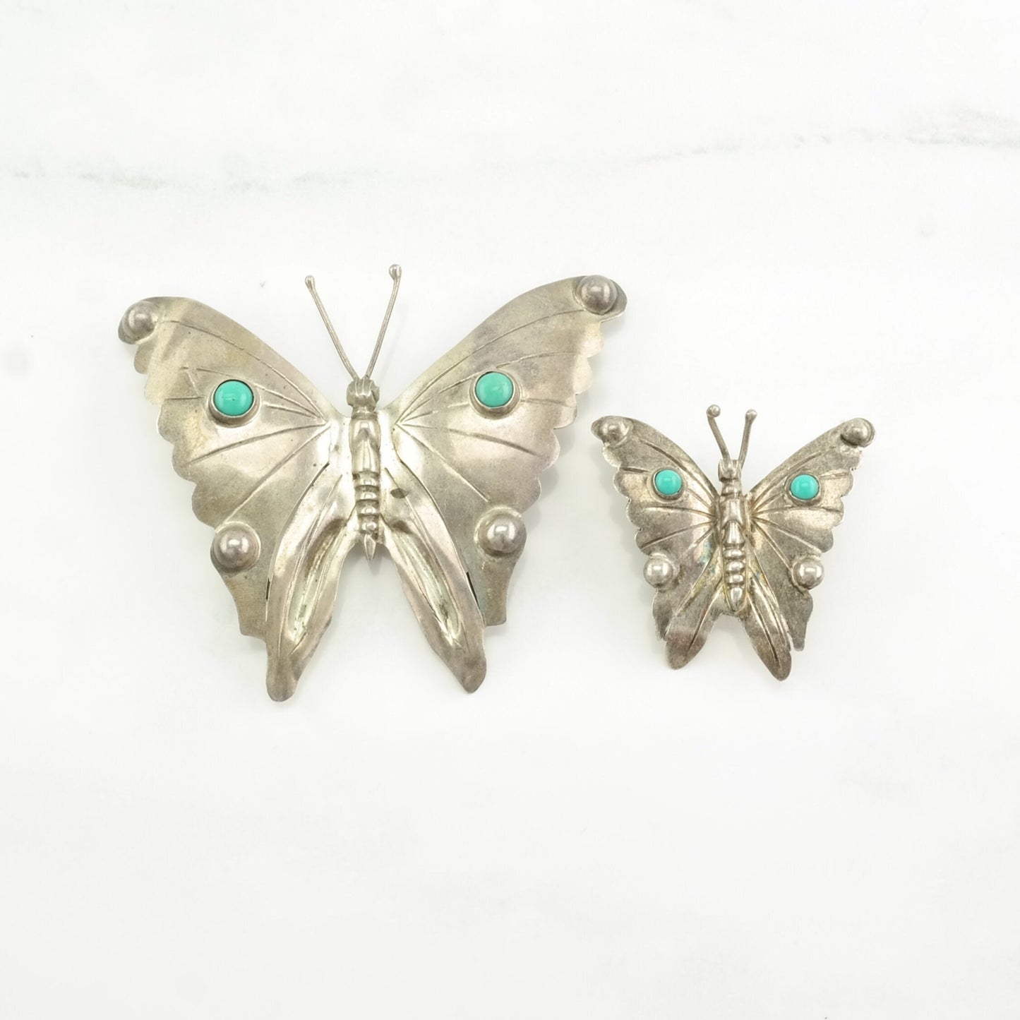 Choice of Vintage Taxco Sterling Silver Brooch Butterfly Blue Block Turquoise