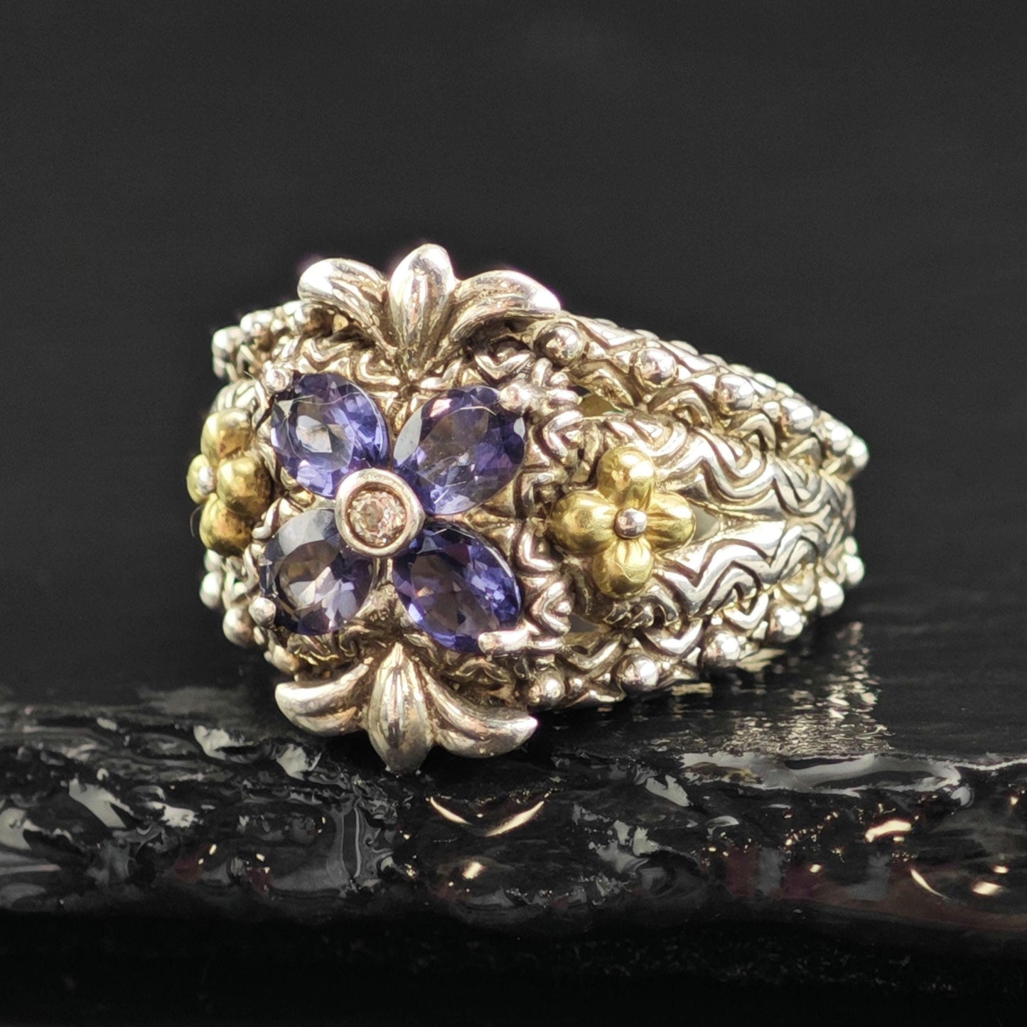 Bixby Tanzanite 18K Gold Accent Sterling Silver Ring Sz 6 R6548