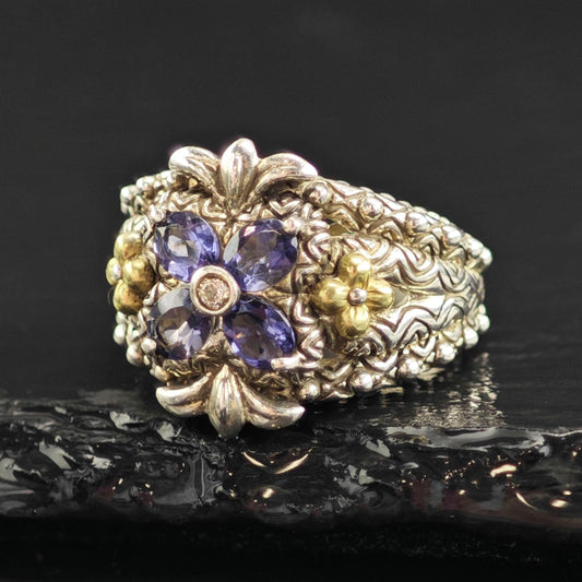 Bixby Tanzanite 18K Gold Accent Sterling Silver Ring Sz 6 R6548