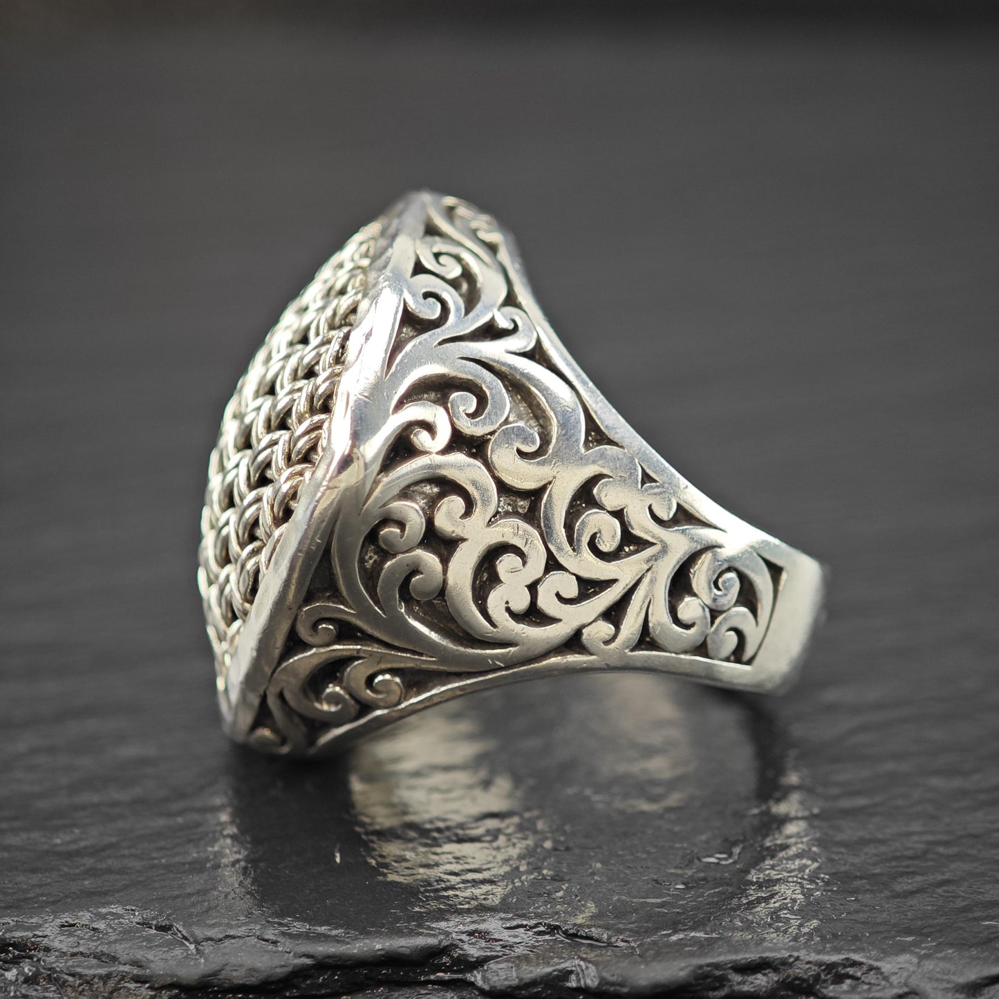 Lois Hill Filigree Lg Ring Sterling Silver Sz 7