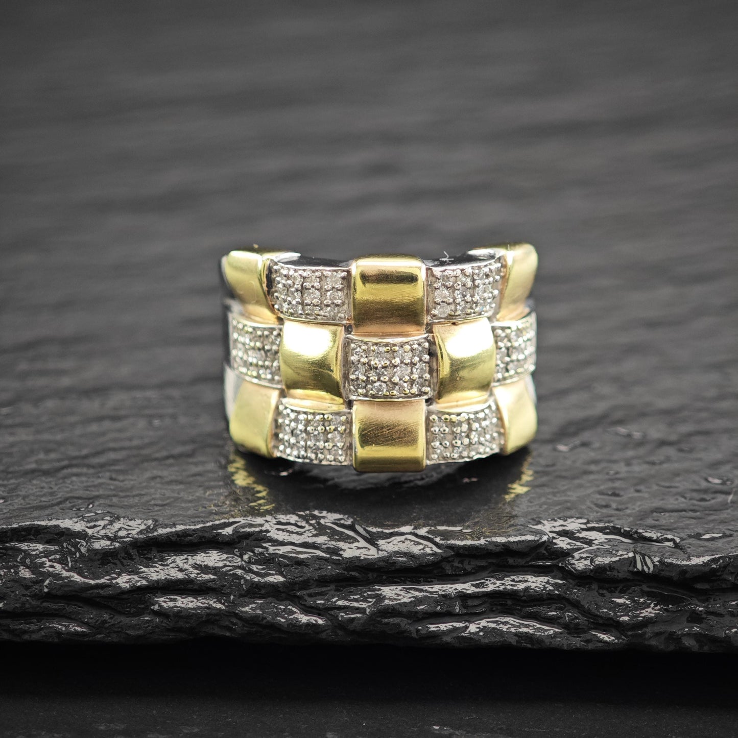 Sterling Silver Gold Gilded Diamond Ring JWBR