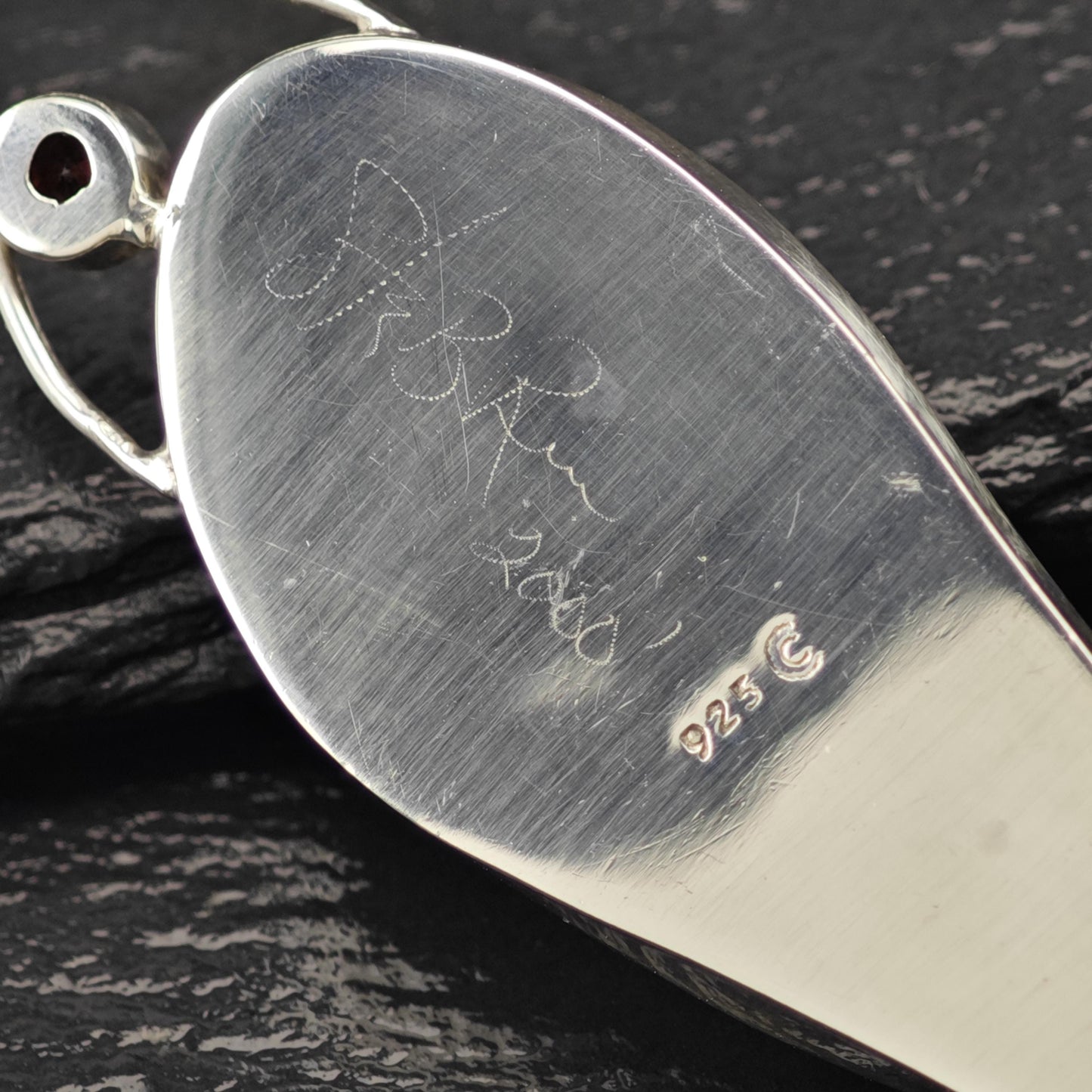Carved Goddess Face, Garnet Pendant Sterling Silver P2816