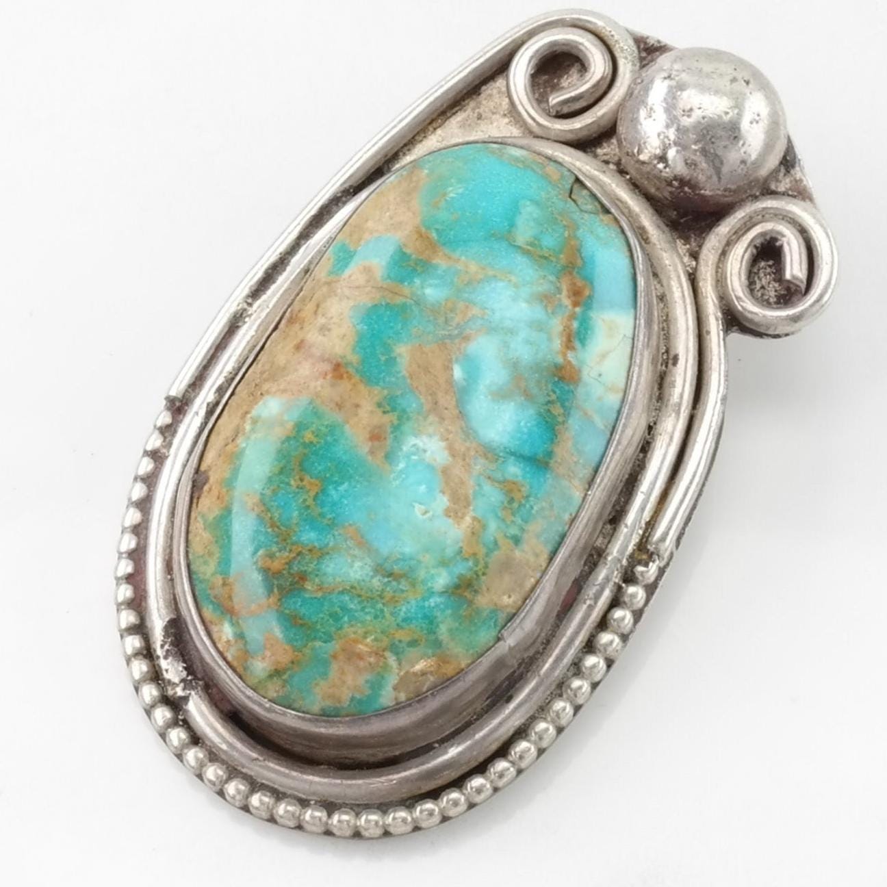 Vintage Native American Turquoise Sterling Silver Pendant