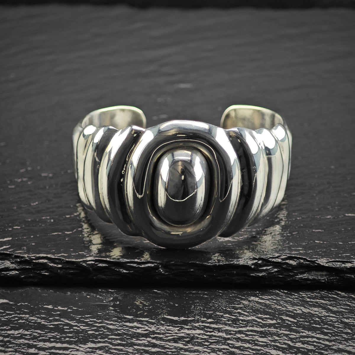 Taxco Ballesteros Modernist Abstract Sterling Silver Cuff Bracelet Sz 6 1/4" BR3193