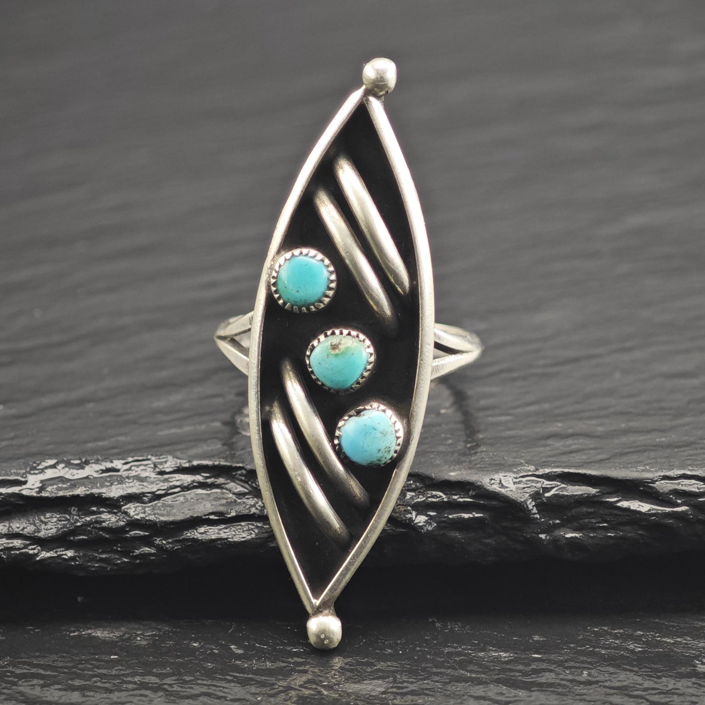 Zuni Petit Point Silver Arc Details Sterling Silver Ring Sz 8 1/2 R6655