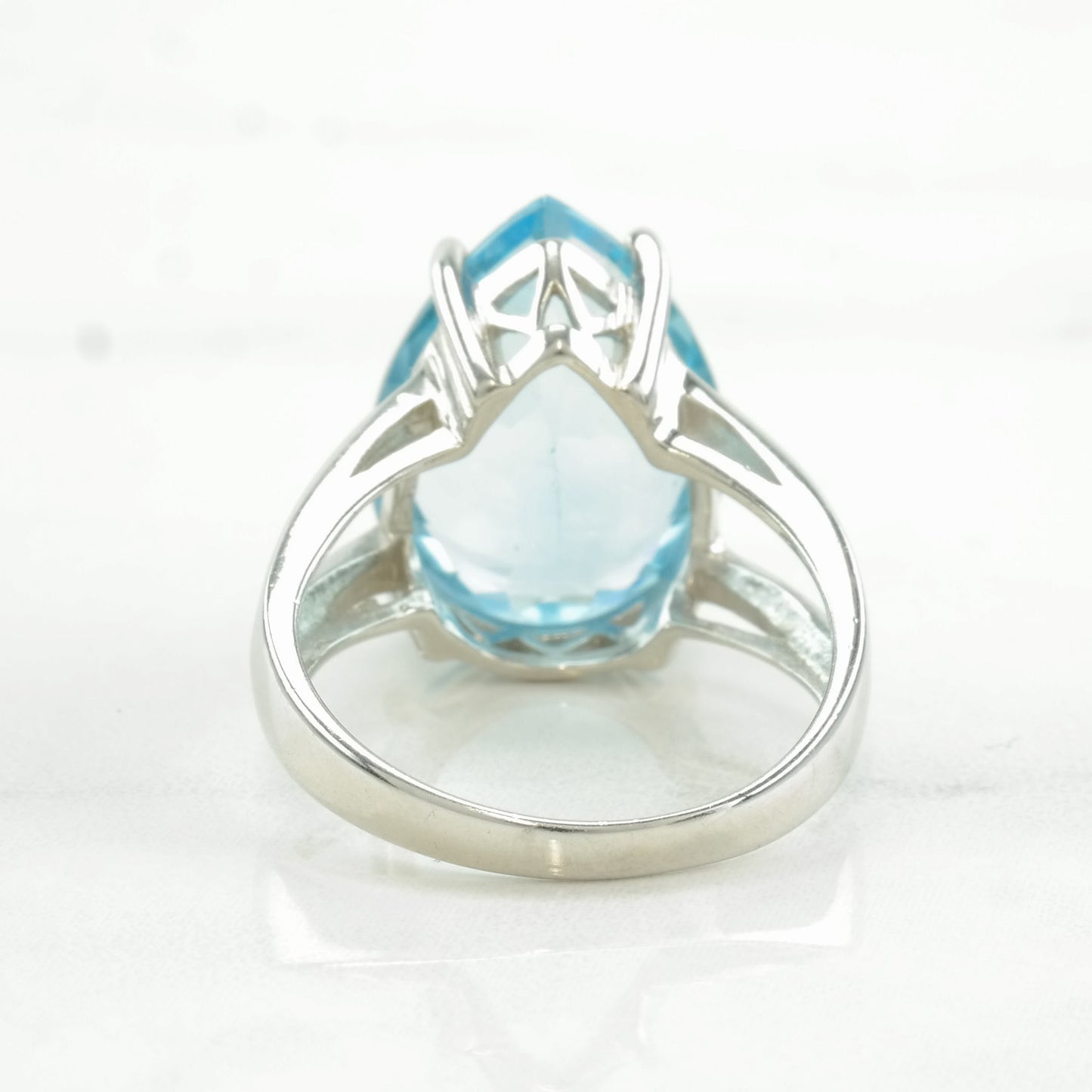 Vintage Sterling Silver Ring Natural Topaz Teardrop Size 7 3/4