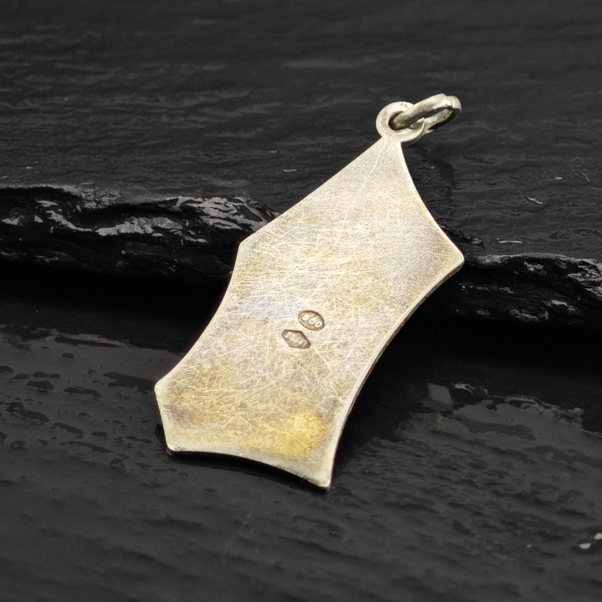 Italian Virgin Mary Green Enamel 800Silver Pendant P3121