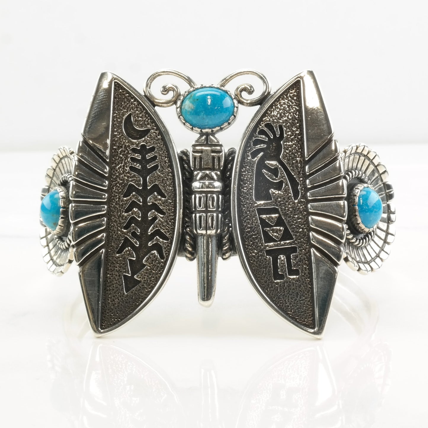 Relios Sterling Silver Turquoise Butterfly Rain Dancer Cuff Bracelet