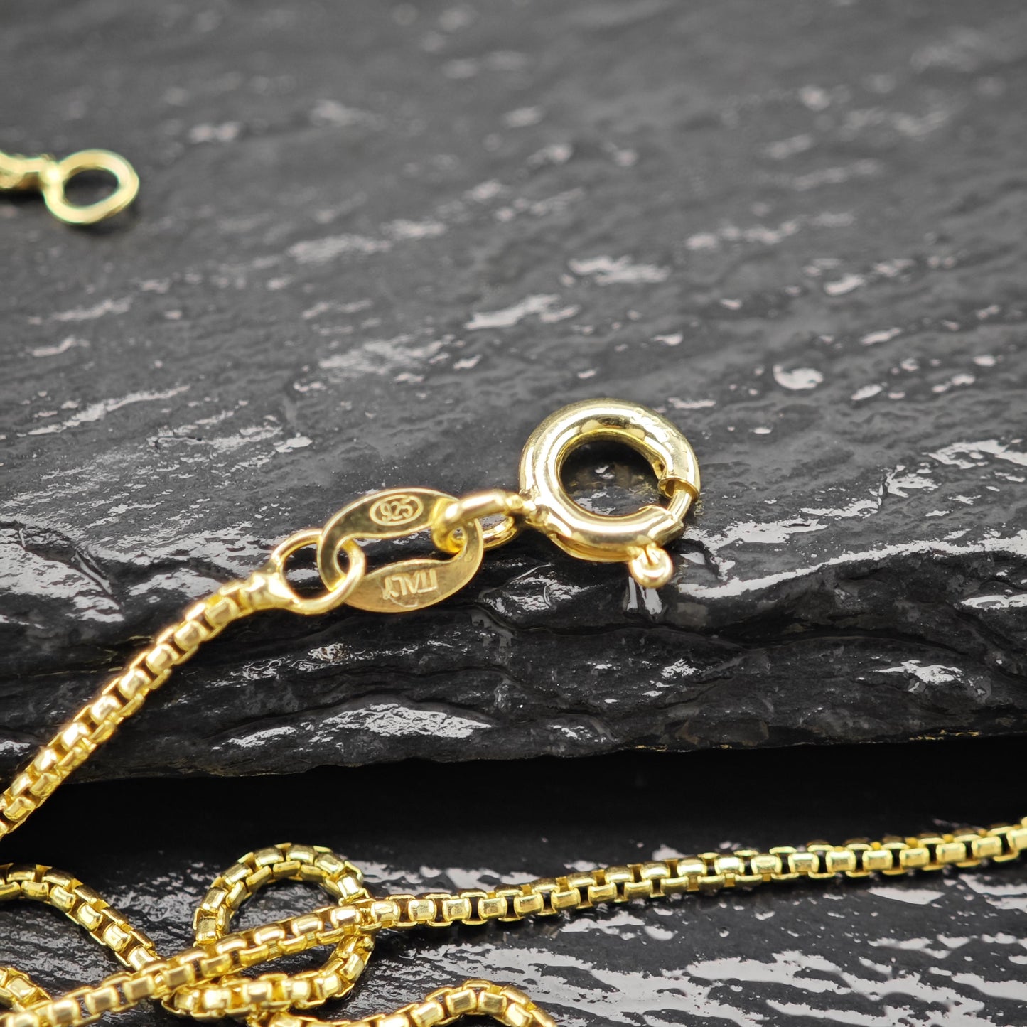 Sterling Silver Gold Plated Box Chain Necklace 30" N2638