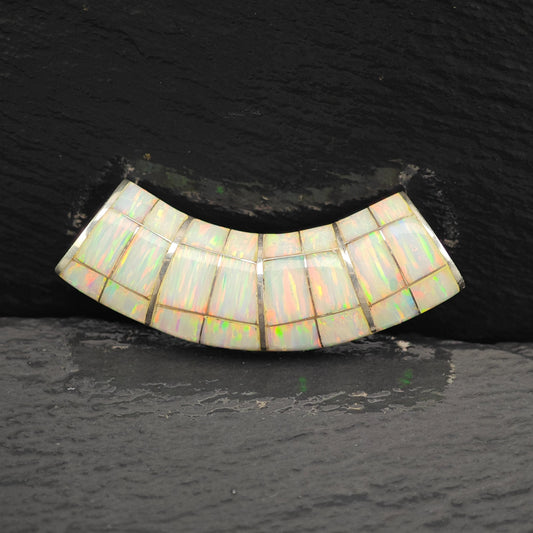 Vintage Opal Inlay Pendant Sterling Silver