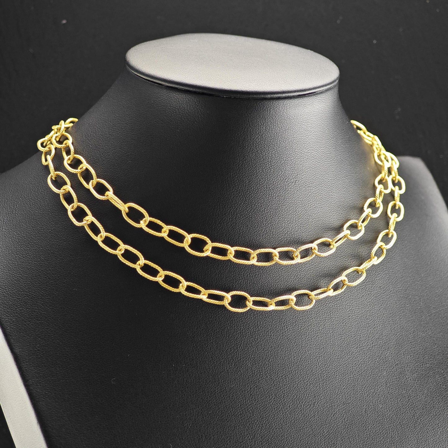 Gold Plated Twisted Oval Link Chain Sterling Silver Necklace N2753