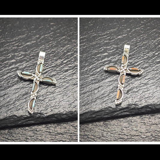 Zuni, Native, Reversible Cross Pendant Sterling Silver P2716