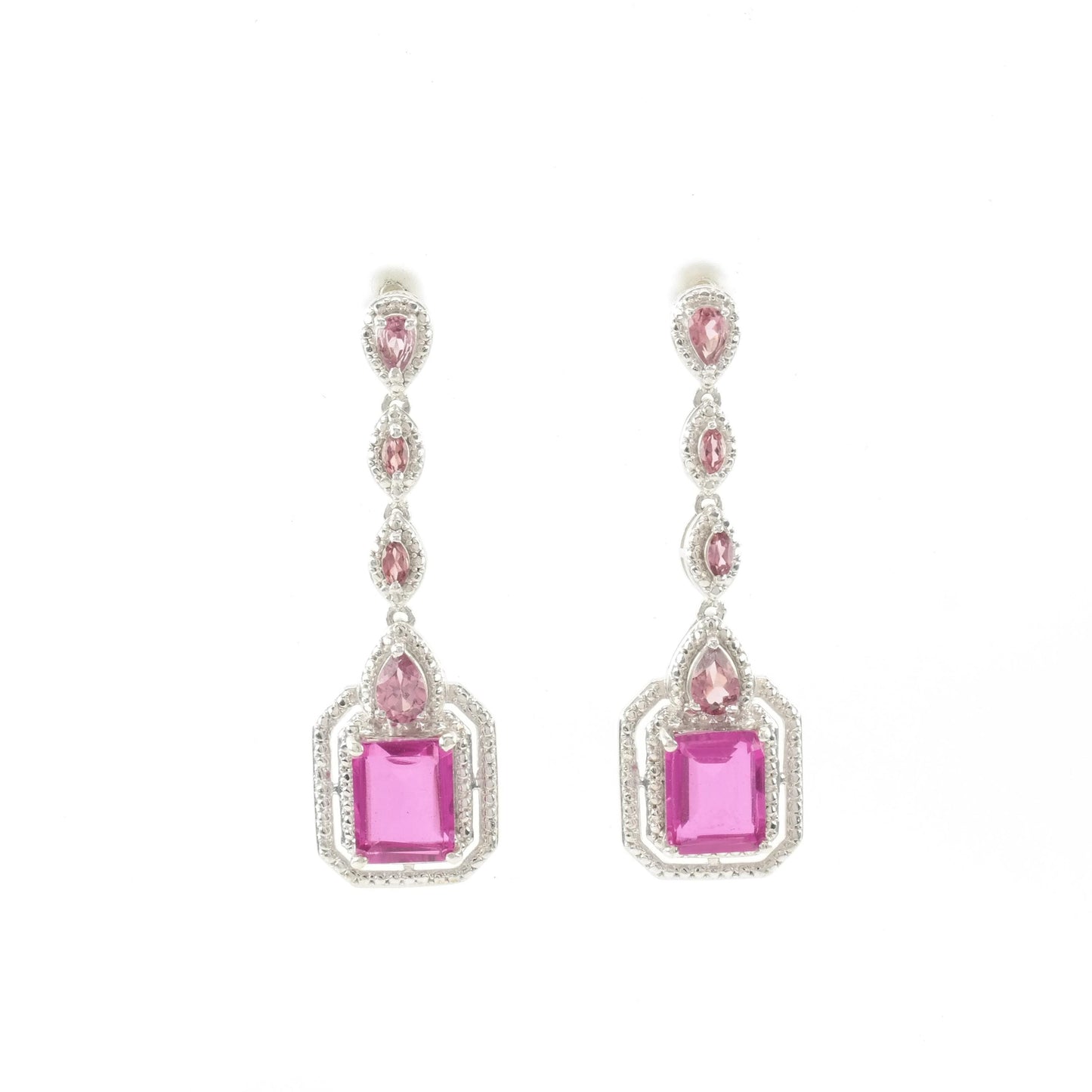 Pink Quartz Doublet Sterling Silver Stud Dangle Earrings