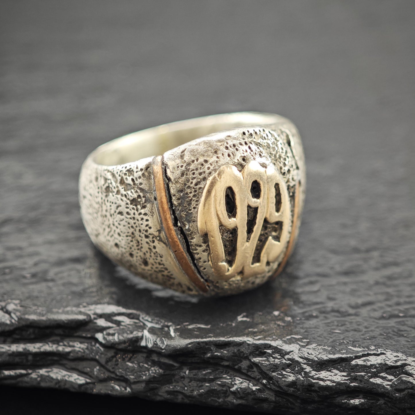 Brutalist Class Ring 1929 Sterling Silver Sz 8 R5937