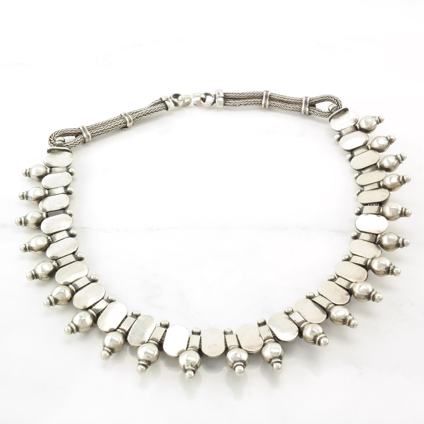 Ethnic Rajasthan Sterling Silver Collar Necklace 17 1/2 N2424