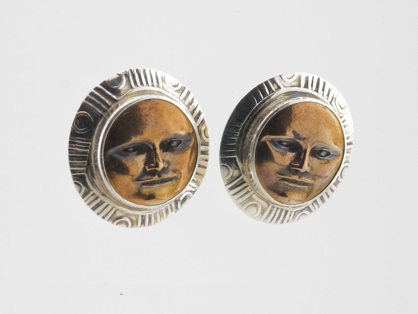 Tabra Sterling Silver Aztec Sun Stud Earrings