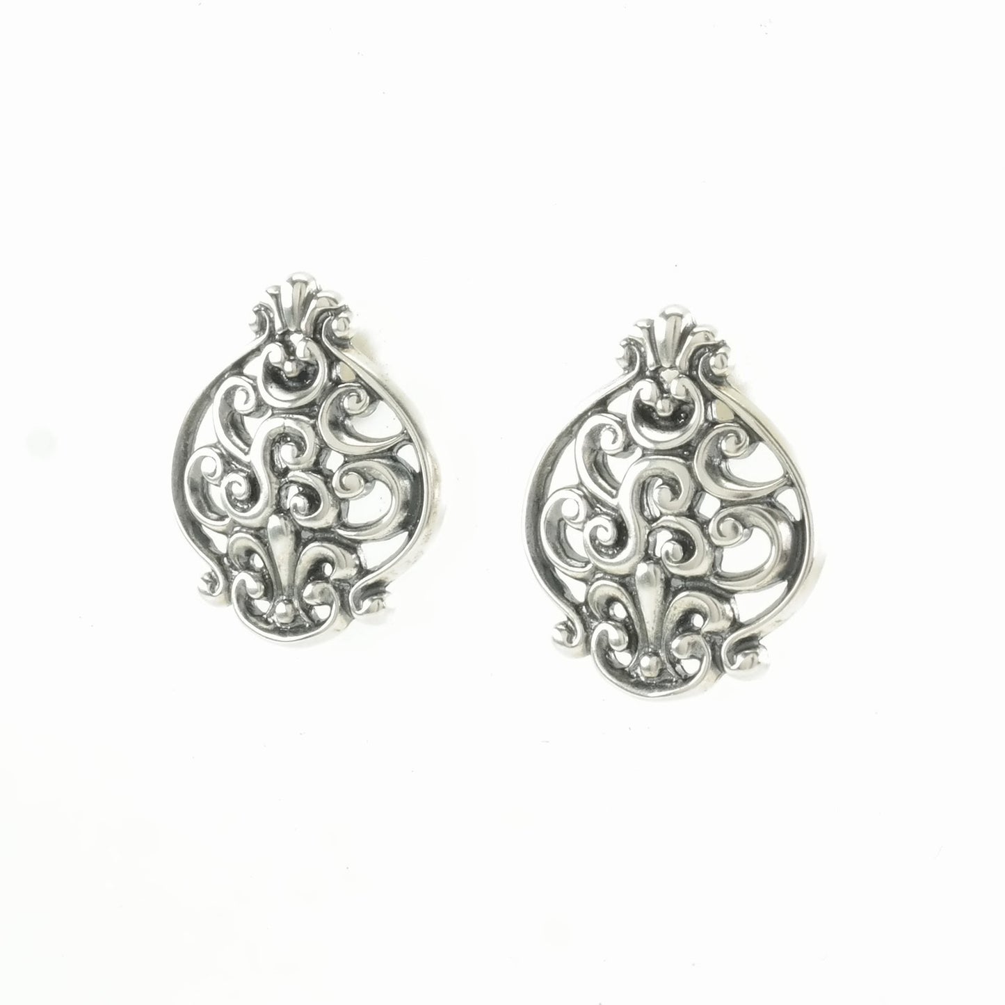 Vintage Sterling Silver Stud Earrings Carolyn Pollack Scroll