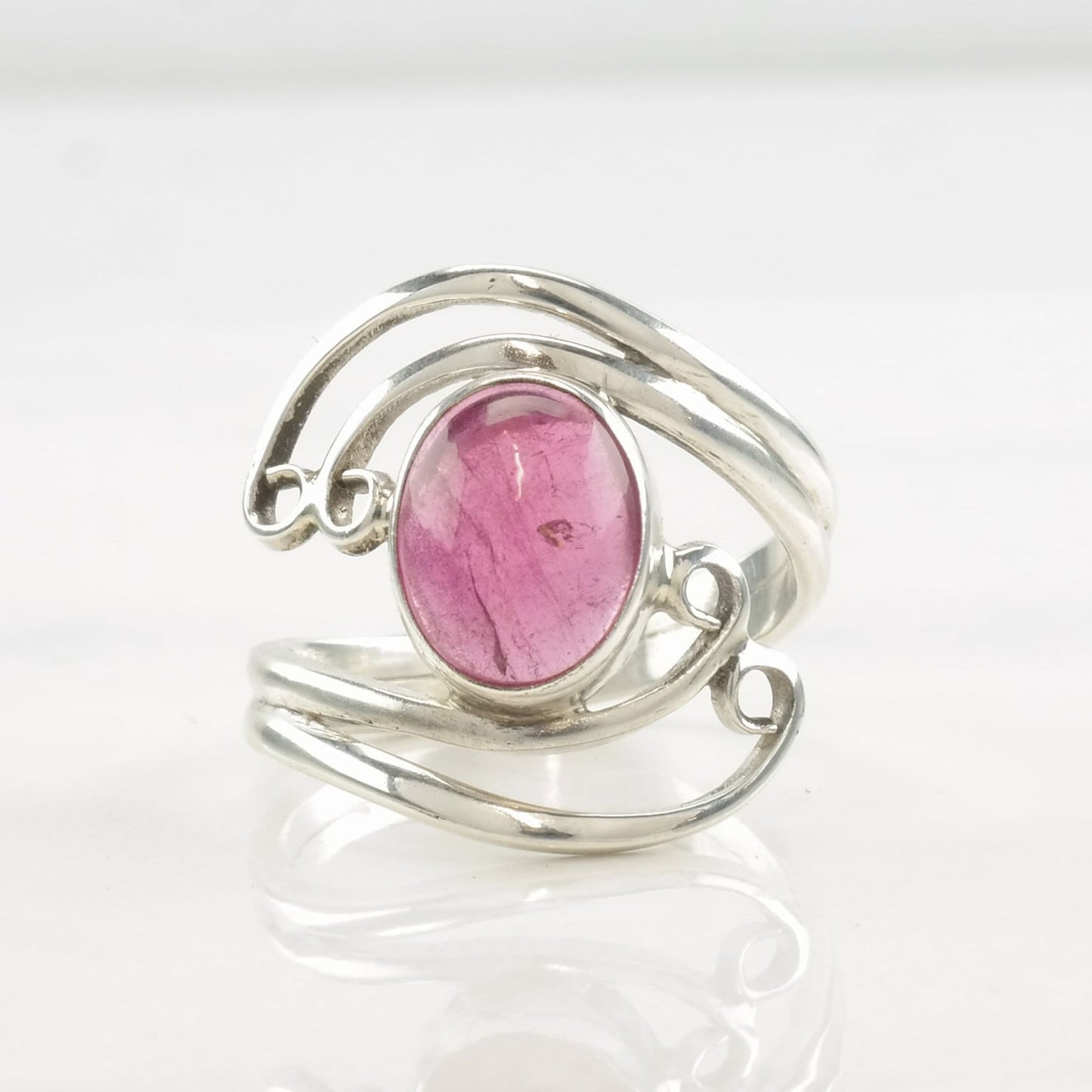 Pink Tourmaline Ring Sterling Silver Size 6