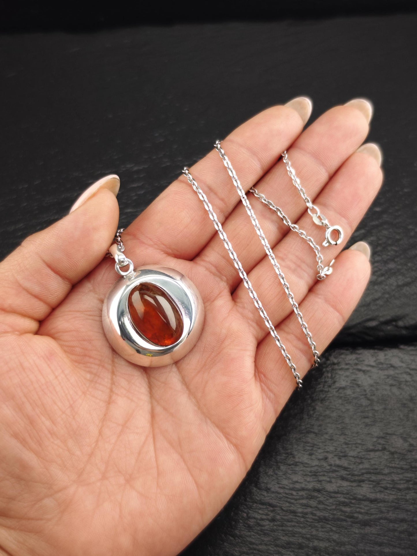 Denmark Amber, Oval Necklace Sterling Silver N2521